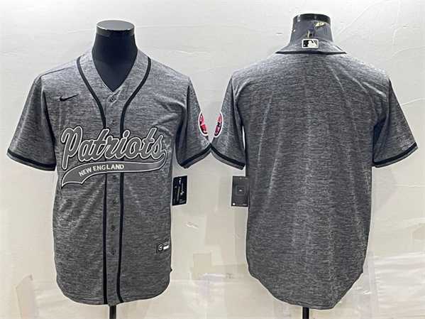 Men%27s New England Patriots Blank Gray With Patch Cool Base Stitched Baseball Jersey
